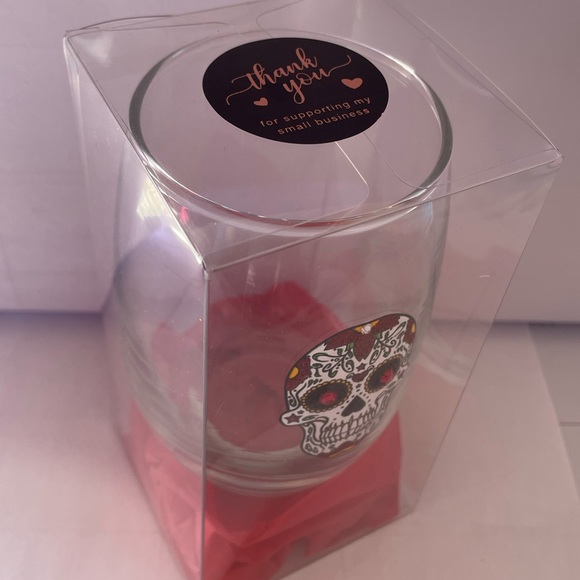 BLING SWAROVSKI CRYSTAL RED & WHITE SUGAR SKULL CANDY SKULL WINE GLASS NIB - Picture 14 of 14